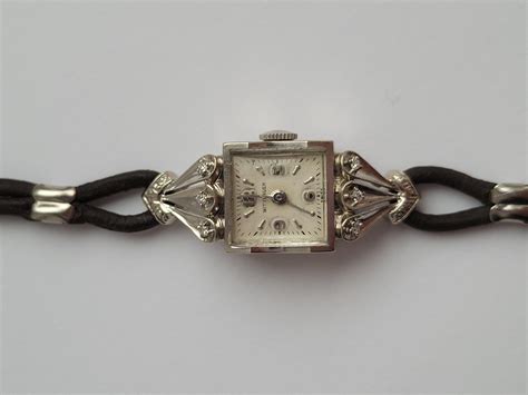 Vintage Wittnauer 14 Karat White Gold Diamond Cocktail Watch For Sale ...