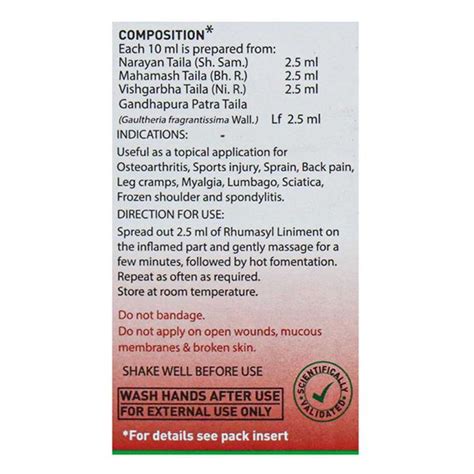 Rhumasyl Liniment 50Ml (Zandu) Price, Uses, Side Effects, Composition ...