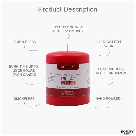 Buy HOSLEY Set of 2 Apple Cinnamon Scented Pillar Candles from Hosley ...