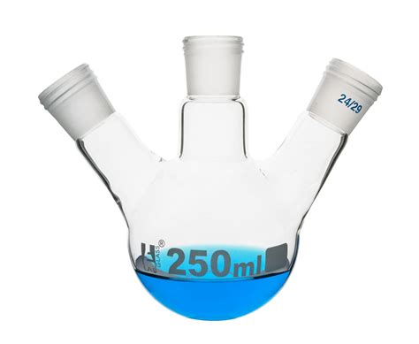 Flask-Distillation Round Bottom- Two Oblique Neck-Screw Thread 250 ml ...