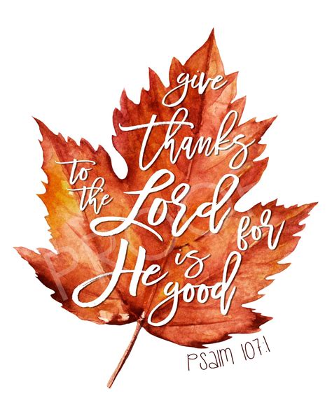 Scripture Art - Psalm 107:1 Fall, Leaves, Give Thanks - Etsy ...