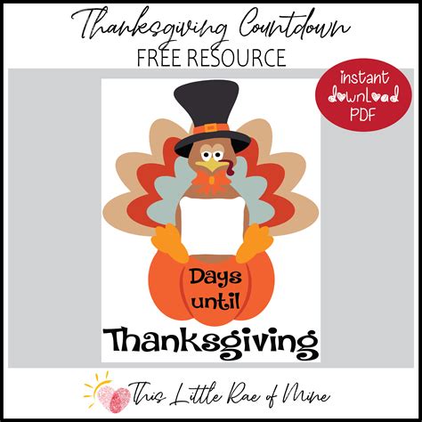 Thanksgiving Countdown - Thanksgiving Printable for kids - November ...