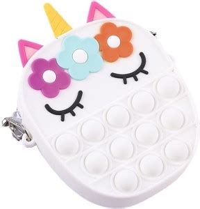 SYGA Children Pop It Fidget 3 Flower Silicone Bag Kids Bubble Shoulder ...