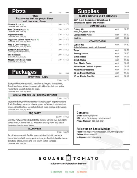 Commons Dining Hall menu in Troy, New York, USA