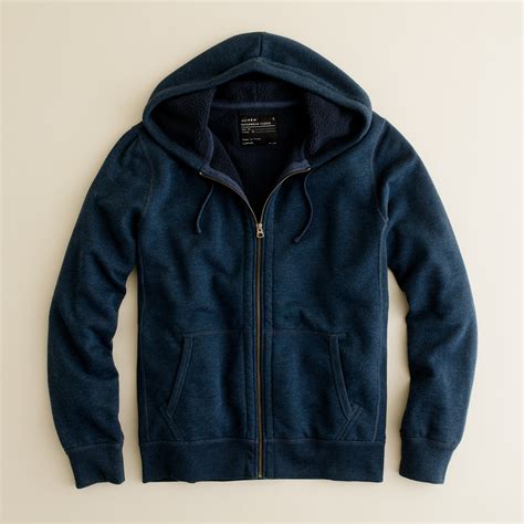 J.Crew Utility Fleece Sherpa-lined Hoodie in Blue for Men - Lyst
