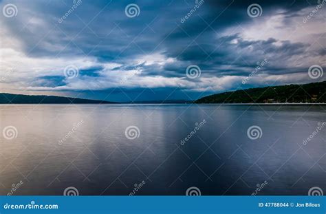 Dark Storm Clouds Over Cayuga Lake, in Ithaca, New York. Stock Photo ...