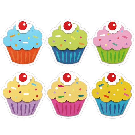 Buy Zonon 72 Pieces Cupcakes Cutouts Mini Colorful Cupcakes Cutouts 6 ...