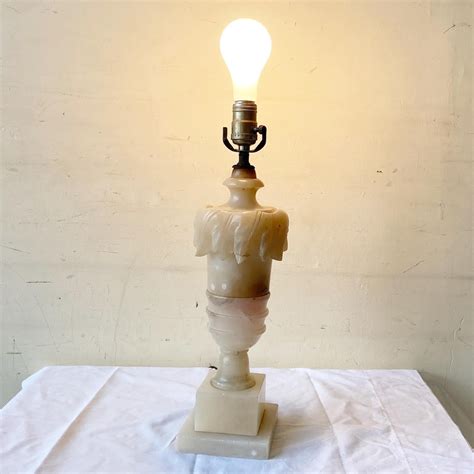Antique Hand Carved Alabaster Table Lamp For Sale at 1stDibs | vintage ...