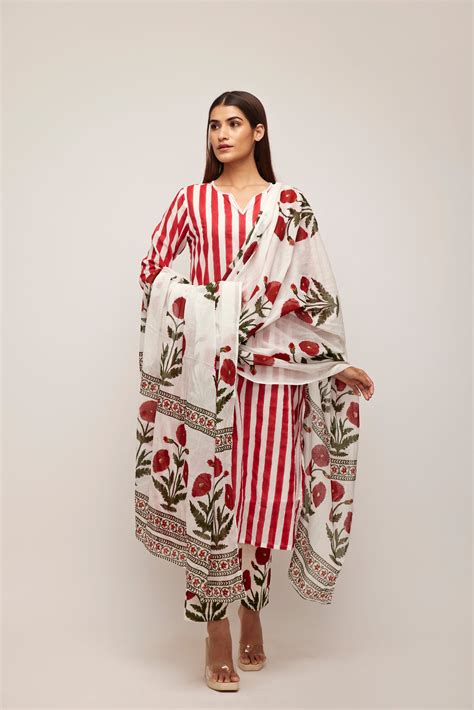 Red Stripe Suit Set – Priya Keswani Label