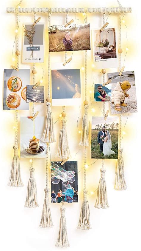 Varenyam Macrame Wall Hanging Photo frame, Bohemian Home Wall Décor ...