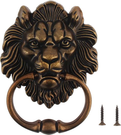 HOJLKLD 6 Inch Lion Head Knocker, Classical Decorative Front Door ...