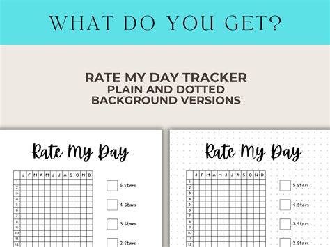 Rate My Day Journal Page, Printable Tracker, Daily Mood Tracker, Year ...