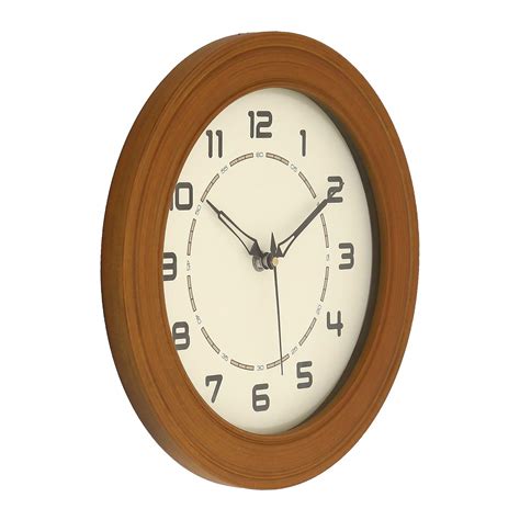 Buy CHRONIKLE Beautiful Round Wooden Case English Numbers Analog Wall ...
