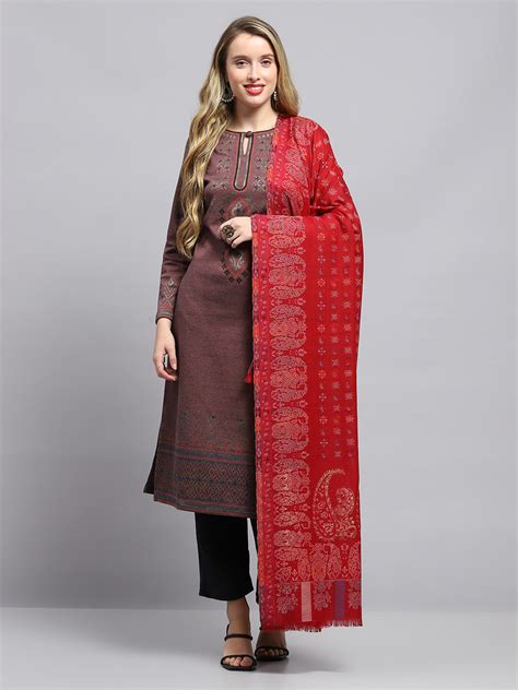 Buy Women Red Self Design Shawl Online in India - Monte Carlo