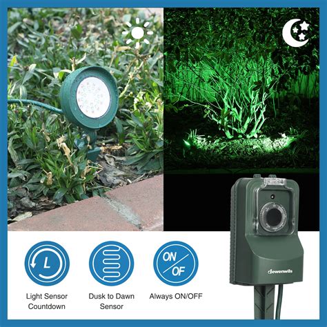 Buy DEWENWILS Outdoor Power Stake Light Sensor Timer, Weatherproof ...
