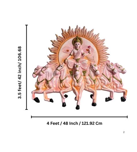 4X3.5 Feet Surya Dev with Horses 3D Relief Wall Mural