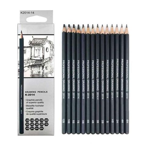 14-Piece Kit Graphite Drawing Pencils and Sketch Set, 1B - 6H Artists Pencils - Walmart.com