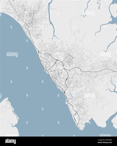 Libreville map, capital city of Gabon. Municipal administrative area map with rivers and roads ...
