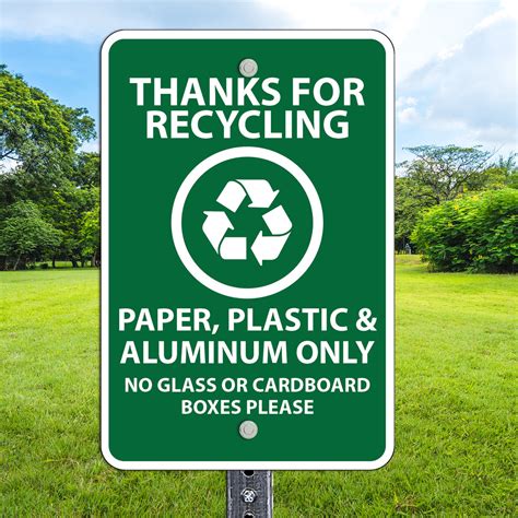 Recycling Paper Plastic Aluminum 12" x 18" Aluminum Sign