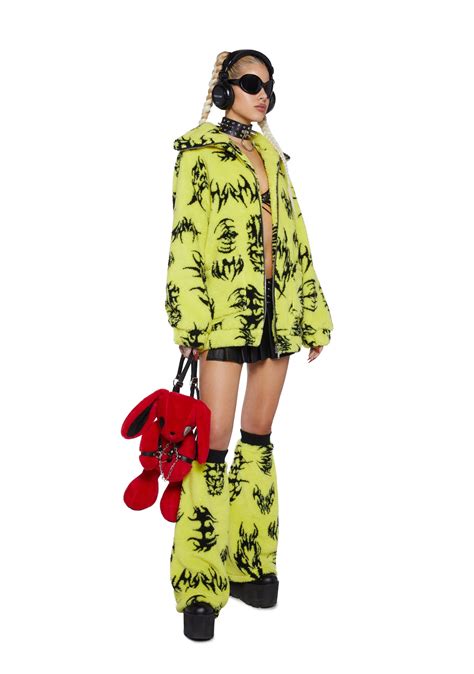 Club Exx Symbol Tribal Sherpa Jacket - Green – Dolls Kill