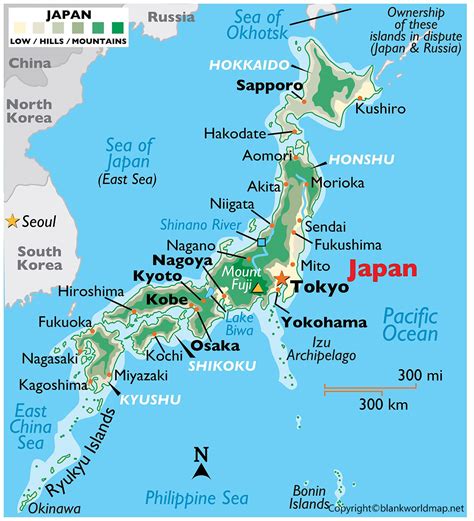 Labeled Map of Japan with States, Cities & Capital