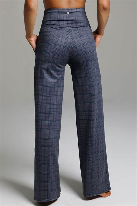 HIGH WAIST WIDE LEG PANT: NAVY GLEN PLAID | High waist wide leg pants ...