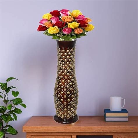 Buy CREATIVE SKILLS Wooden Round Shape Vase for Home Decor Gift Item ...