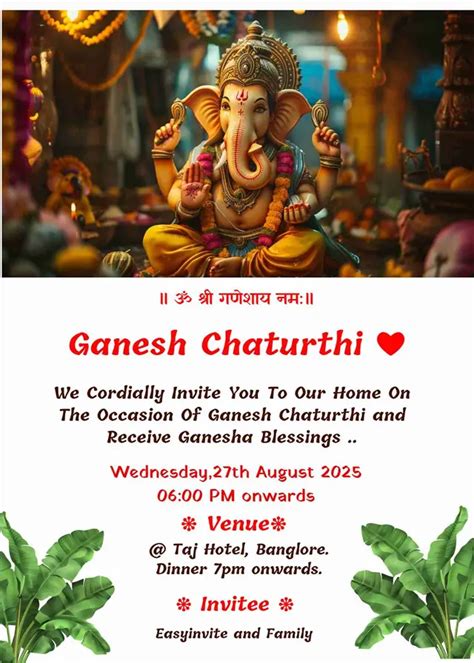 Free Ganesh Chaturthi Invitation Card Maker – Editable Ganpati Templates