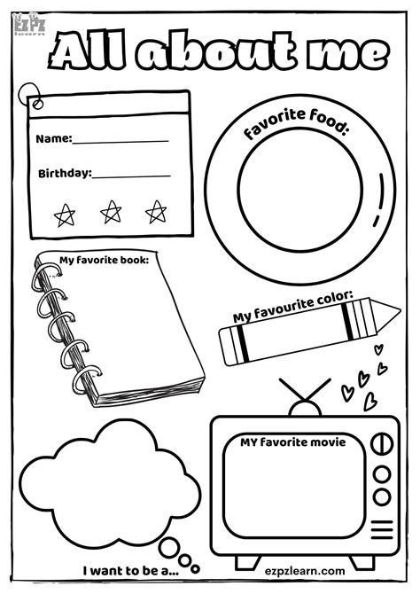 All About Me Kindergarten Printable - Free Printable Worksheets for Fun ...