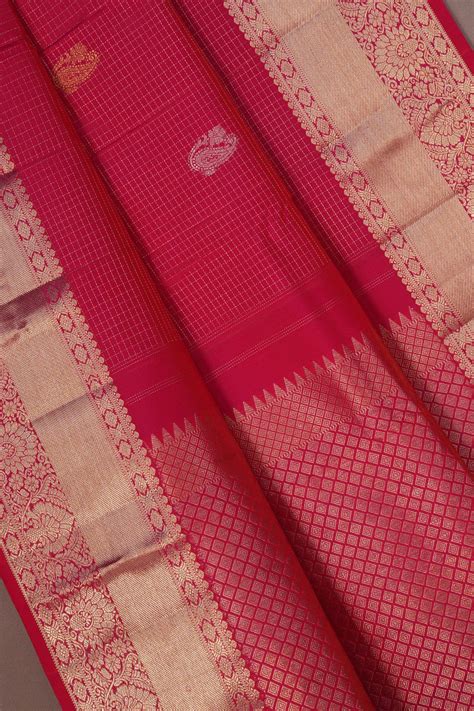 Kanchipattu Kattam Fuchsia-Pink Saree – Kalanjali