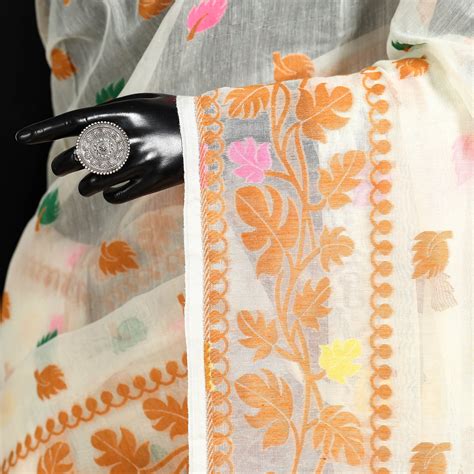 White Silk Cotton Dhakai Jamdani Saree