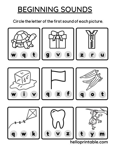 Kindergarten Beginning Sounds Practice worksheets - helloprintable.com