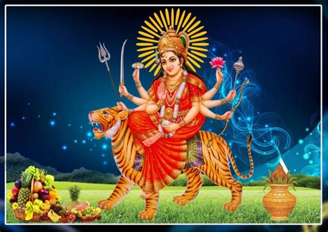 Durga Maa Sitting on Lion Wallpaper for Pooja Room - Magicdecor®