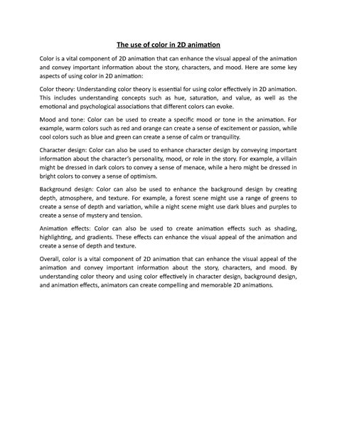 The use of color in 2D animation - Here are some key aspects of using ...