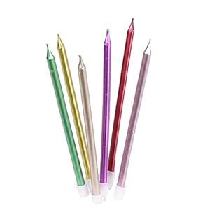 Wanna Party Metallic Birthday Candles in Holders Tall Birthday Cake ...