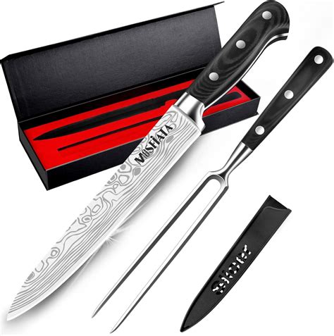 MOSFiATA 8" Carving Knife and 7" Fork Set, Premium Sharp Brisket ...