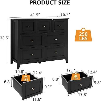 7-Drawer Dresser with Deep Drawers, Simply Modern Wood Storage for Bedroom