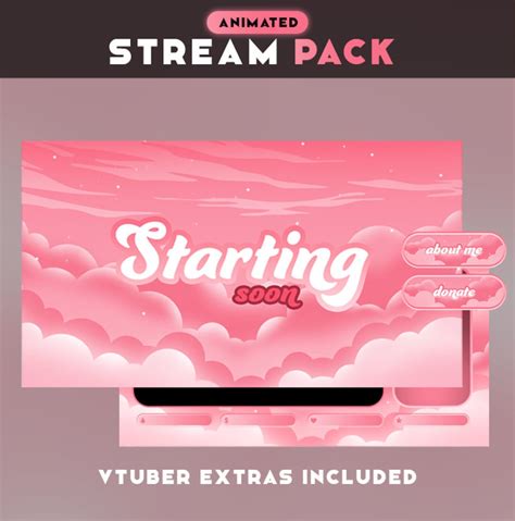 Pink Clouds Animated Stream Overlay Pack - Animated Twitch Stream ...
