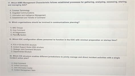 Solved: Which NIMS Management Characteristic follows established ...
