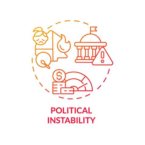 Political instability red gradient concept icon. County government ...