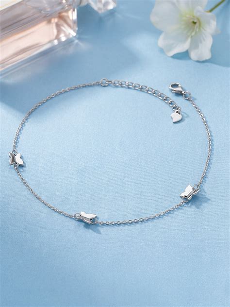 Shining Silver Butterfly Anklet For Women – Ornate Jewels