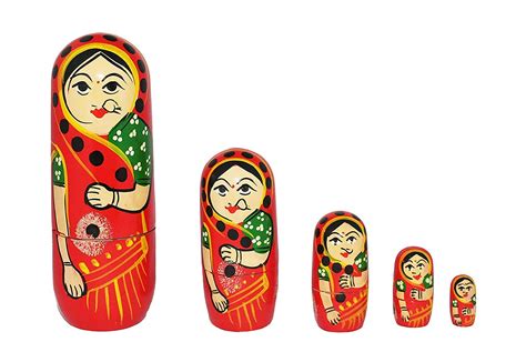 Buy KAAVAN Indian Women Wooden Nesting Doll / Hand Painted Handmade ...