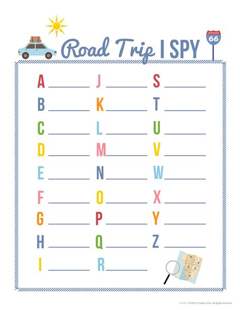 Road Trip Car Games Printable