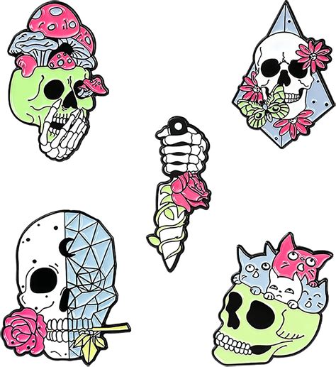 Punk Skull Enamel Pins for Backpacks Gothic Plant India | Ubuy