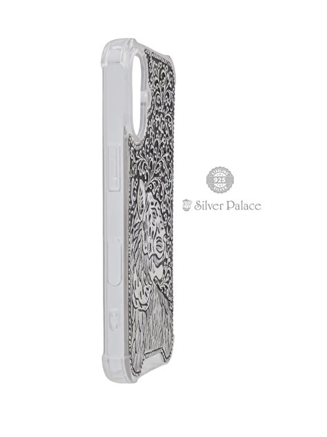 925 Sterling Silver Lion And Floral Engraved Phone Case For Iphone 16 ...