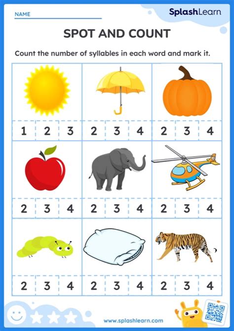 Free Count Syllables Worksheet 的图像结果