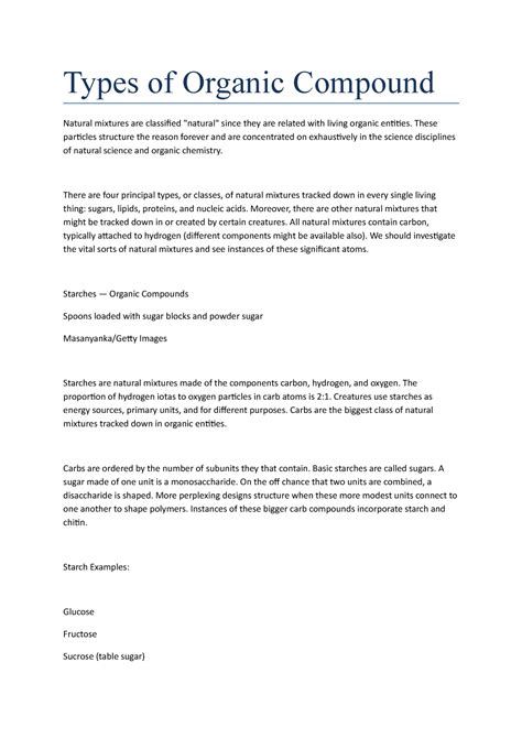 Types of Organic Compound - Types of Organic Compound Natural mixtures ...