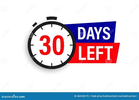 30 Days Left. Countdown Badge. Vector Illustration Isolated on White ...