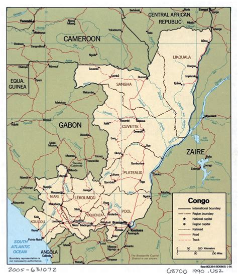 Large detailed political and administrative map of Congo with roads, railroads and major cities ...