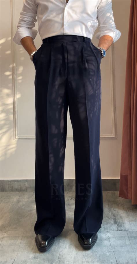 Vintage Midnight Blue Pleated trousers – Rozes.clothing
